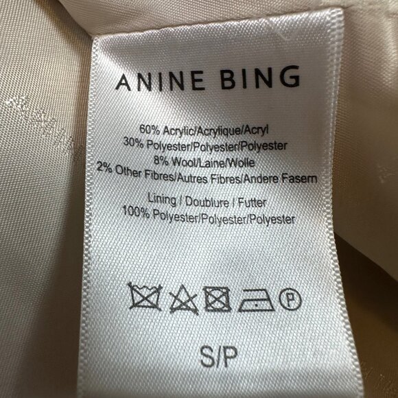 Anine Bing Fishbone Blazer Tan Beige Tweed Designer Women's Size Small - Office - Picture 7 of 7